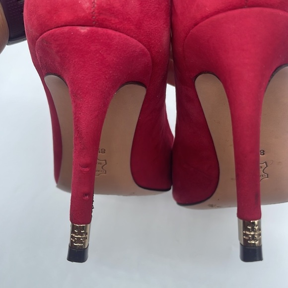 Tory Burch Red/ Kir Royal Suede leather Greenwich pump 85mm 8.5 - Picture 7 of 8